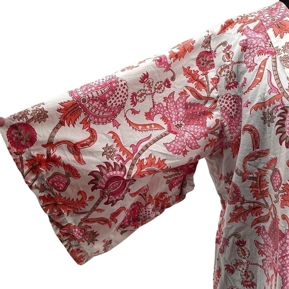 Roller Rabbit Amanda Kimono floral paisley robe cover up 100% cotton one size - Picture 3 of 10